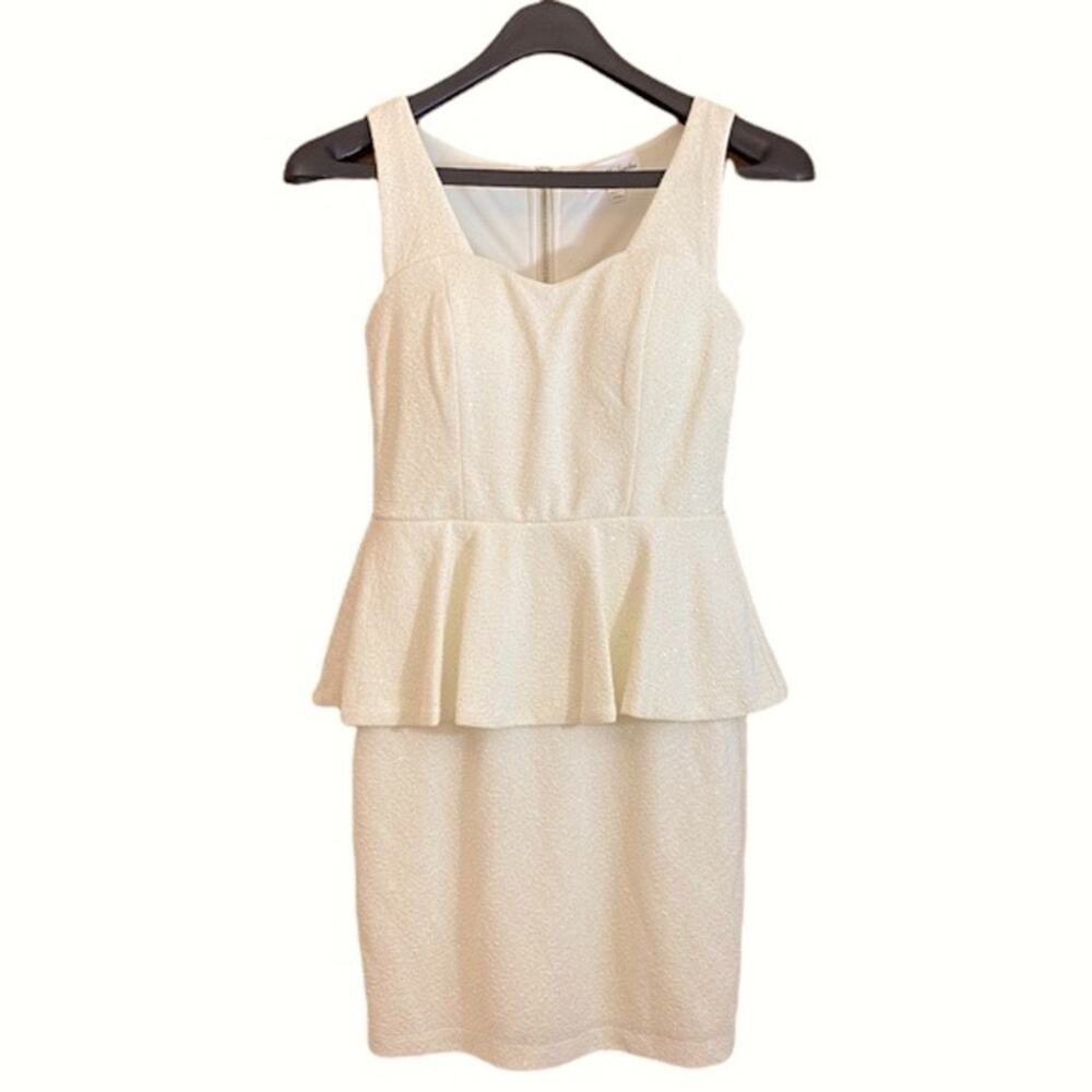 Emerald Sundae Ivory Gold Glitter Sleeveless Ruffle Dress Size Small